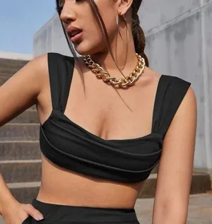 Solid Black Crop Cami Top Size XS thumbnail 1