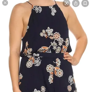 J.O.A.‎ Navy Floral Embroidered Romper thumbnail 1