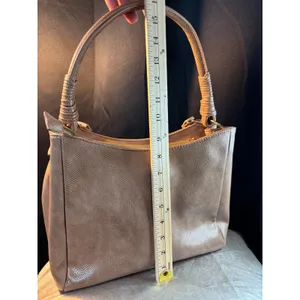 Like Dreams Tan Snake Embossed Woven Shoulder Bag Crossbody Gold Hardware thumbnail 4