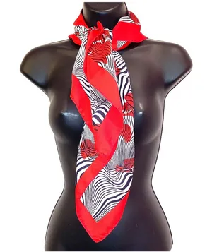 Red‎ Black White Abstract Zebra Stripe Sheer Scarf Lightweight Statement Blue thumbnail 1