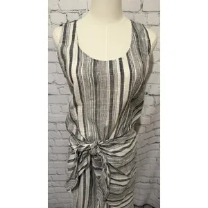 Anthropologie Drew Gray Stripe Tie Front Linen/rayon Dress Size S thumbnail 2