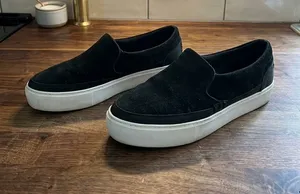UGG Black Suede Slip-On Platform Loafers thumbnail 1