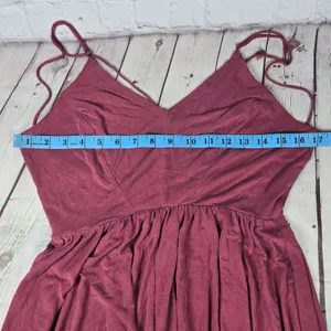 Silence + Noise Burgundy Burnout Backless Strappy Jumpsuit Romper Size‎ L thumbnail 6