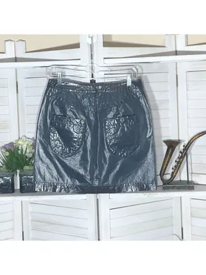 Free People Leather mini Skirt pockets zip cocktail clubbing festival rocker S thumbnail 3
