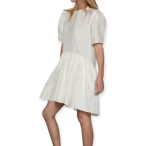 ZARA Voluminous Flounce Mini Dress Ivory NEW Size L thumbnail 3