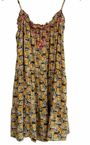 Natural Life Floral Tiered Boho Babydoll Dress Size XS/S Cottage Hippie Festival thumbnail 1