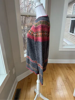 Vintage 90’s Erika & Co Grey Red Ramie Cotton Fair Isle Sweater Small thumbnail 3