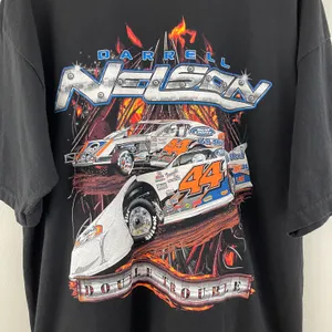 Darrell Nelson Vintage Black Orange Double Trouble No. 44 Racing Graphic Tee thumbnail 4