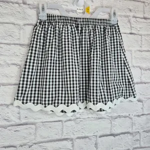 ​21 Saints Black White Gingham 2 Piece Set Ric Rac Scallop Crop Top Skirt Size M thumbnail 3