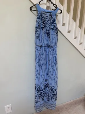 Robbie Bee Periwinkle Blue Floral Halter Maxi Dress thumbnail 3