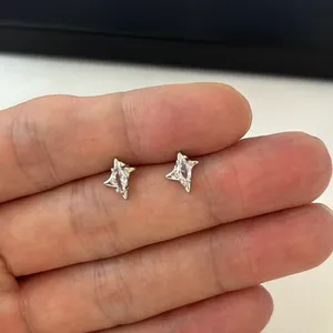 Small CZ Stor Stud Earrings for Men Women Streetwear Hip Hop Punk Unisex Style thumbnail 2