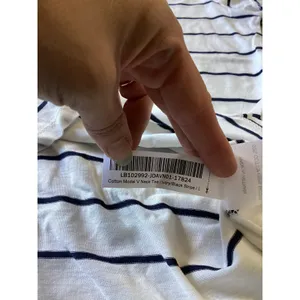 Quince NWOT Cotton Modal V-Neck Tee Ivory Black Stripe Short Sleeve Top L thumbnail 6