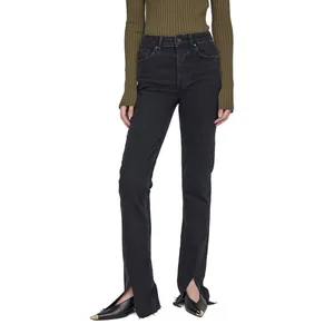 ANINE BING Roxanne Jean Black Tie Split Cuffs Raw Hems 32 Modern Chic Effortless thumbnail 2