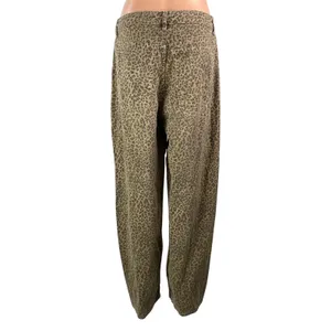 Zara TRF Women's Brown High Rise Animal Print Barrel Tapered Denim Jeans Pants 8 thumbnail 3