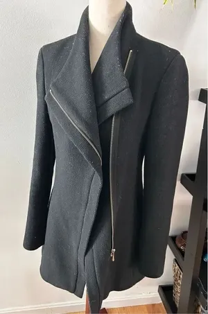 Calvin Klein size 2 black pea coat military style thumbnail 1