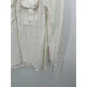 Sundance Womens‎ White Linen Top Size M Pockets Quarter Button Boho Casual thumbnail 4