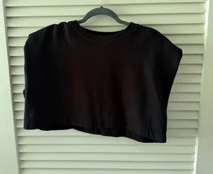 ZARA Cropped Sweatshirt Black thumbnail 1