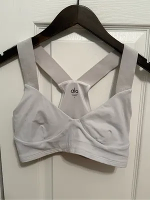 Alo Yoga Airbrush Rev it Up Bra in White thumbnail 2
