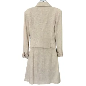 Bosch White Beige Cream Gold Button Luxury Regal Tweed Skirt Suit size 6 / L thumbnail 7
