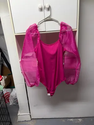 Altar'd State Bodysuit Puff Sleeve Pink thumbnail 2