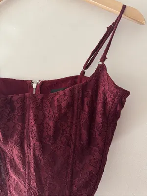 White Fox Burgundy Lace Bustier Corset Top thumbnail 3