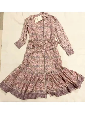 NWT sezane SEA NY ROXANNE midi DRESS EMILIA linen purple pink SZ40 US8 bust40 thumbnail 2