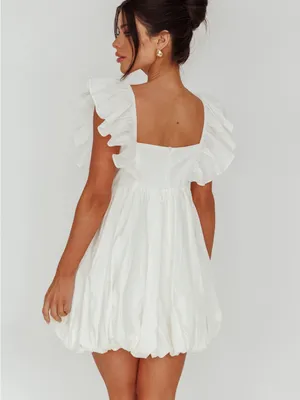 NWT Selfie Leslie Horoscope Bubble Hem Mini Dress Ivory thumbnail 4