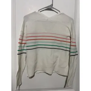 Carve Designs Womens Organic Cotton‎ V-Neck Striped Sweater Cream Multi Large thumbnail 8