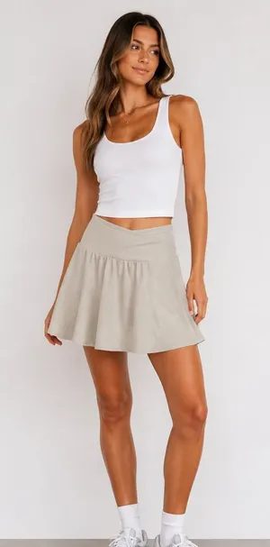 Old Navy Beige CloudComfy Extra High-Rise Crossover Waist Skort Small thumbnail 1
