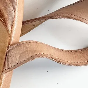 Coach Meg Leather with Snakeskin Tan Beige Leather Sandals Heels Shoes Women 9 thumbnail 16