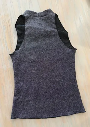 H&M Sparkly Silver High Neck Cowl Top thumbnail 4