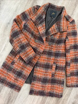 Jack by BB Dakota plaid checkered wool blend Y2K retro peacoat brown orange small thumbnail 1