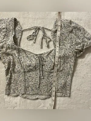 Y2K American Eagle Cropped Sweetheart Floral Blouse size M thumbnail 4