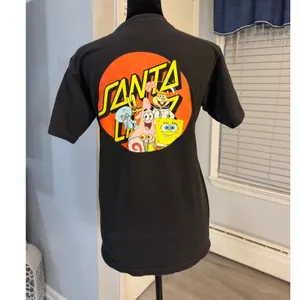 Santa Cruz x SpongeBob SquarePants Unisex Black Graphic Tee Nickelodeon Y2K-S thumbnail 5