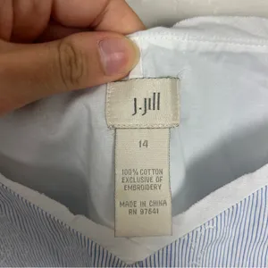 J.Jill Blue White Striped Eyelet Embroidered Cotton Tank Top Size 14 thumbnail 6