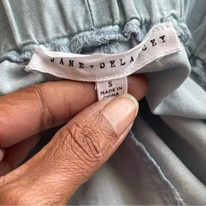 JANE + DELANCEY | Light Blue Chambray Paperbag Shorts Sz S thumbnail 5