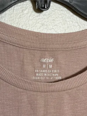 Aerie Women's Mauve‎ Tan Ribbed Crewneck Short Sleeve Crop Top Minimalist size M thumbnail 4