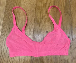 Aerie SMOOTHEZ Mesh Bralette Neon Pink Sheer Unlined Triangle‎ Bra Size XS thumbnail 1