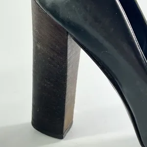 Gucci Vintage 90's Dark Taupe /Brown Leather Wood Platform Heels Shoes Women 8 thumbnail 11