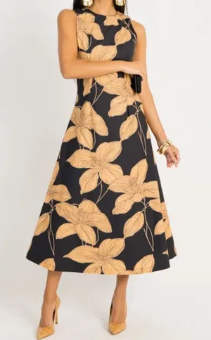 The Clothing Exchange NWOT Black and Tan Floral Dress thumbnail 1
