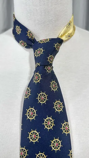Tommy Hilfiger Man's Silk Tie Blue Nautical Designer Classic Cravat thumbnail 1