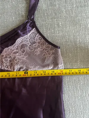 Vtg 90s Y2K Jones New York Purple Satin Lingerie Slip Mini Dress M Whimsigoth thumbnail 9