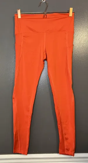 Los Ojos Pants Womens Small Orange High Rise Pocket Leggings Athletic Yoga Gym thumbnail 1