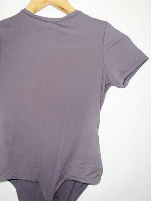 Auden Short Sleeve Scoop Fitted Women’s Bodysuit in Mauve/Gray Luxury Collection thumbnail 6