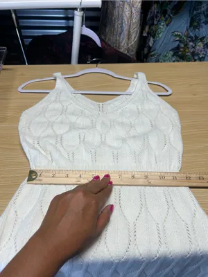 Knit Mix Ivory Pointelle Open Knit Maxi Dress Size M thumbnail 12