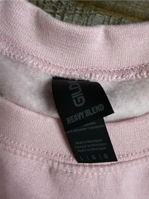 Gildan Pink Crewneck Sweatshirt with Sequin Bow Applique thumbnail 2