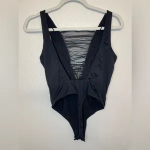 Victoria's Secret Black Mesh Detail Open Back Bodysuit Size S‎ thumbnail 6