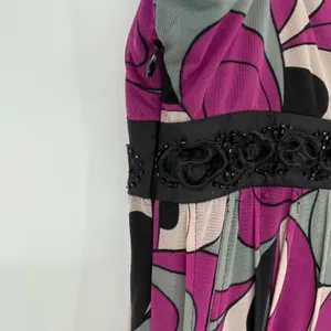 Vintage Babydoll Purple Abstract Sheer‎ Overlay Dress Black Lace Trim Size 4 Y2K thumbnail 5
