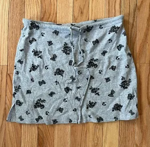 Y2K Gray Black Floral Mini Skirt Medium Loungewear Swim Cover Up Beach Summer thumbnail 1