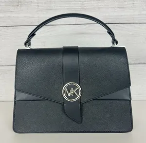 Michael Kors Greenwich Medium Black Saffiano Leather‎ Satchel Purse Handbag ONLY thumbnail 1